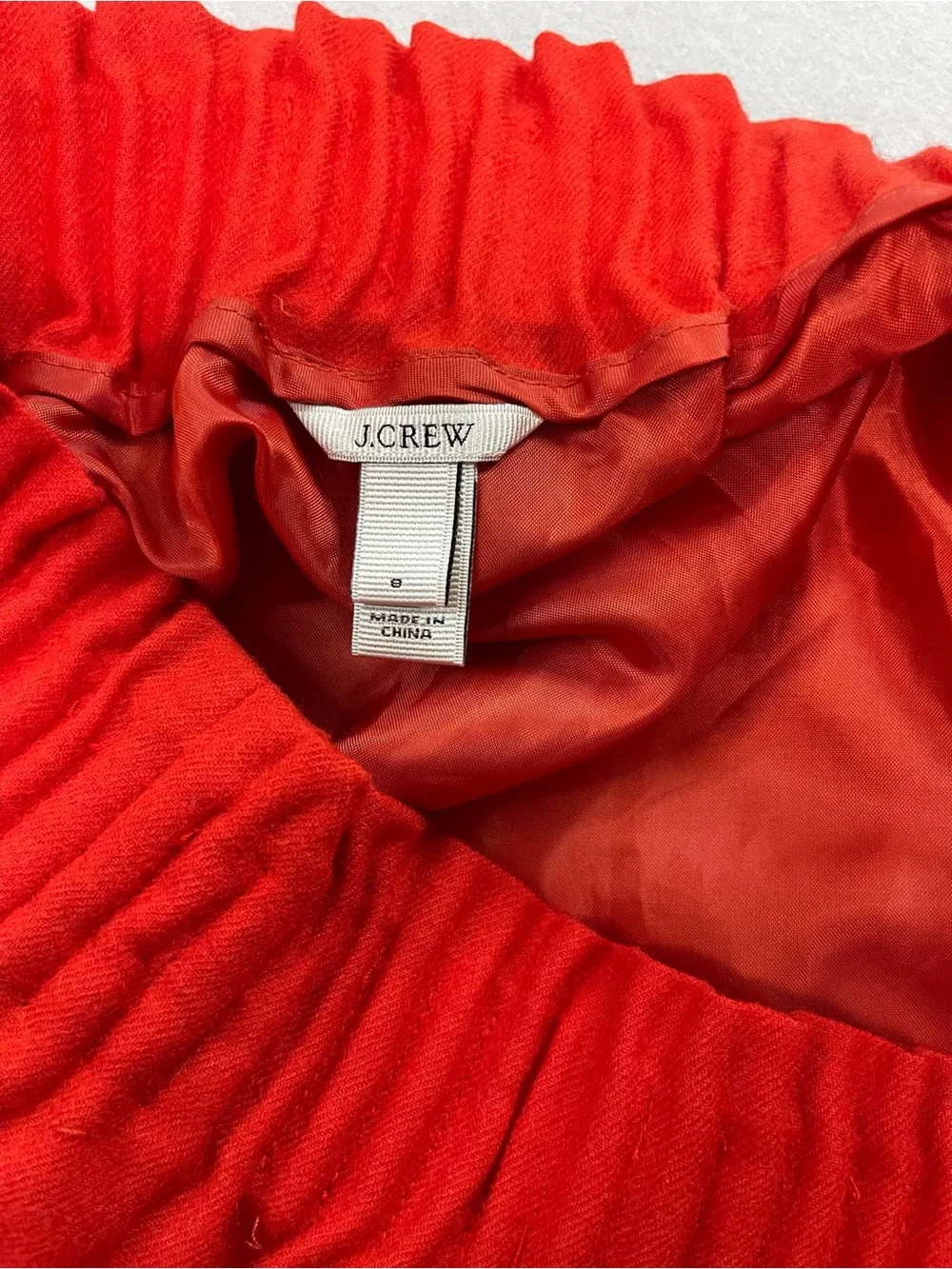 J. Crew Ruched Waist Neon Red Mini Sz 8 Skirt with pockets